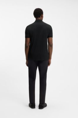 Polo de piqu&eacute; de algod&oacute;n con estampado integral, Negro
