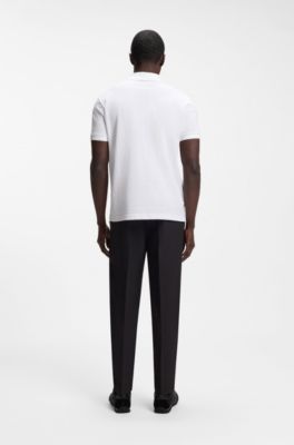Polo de piqu&eacute; de algod&oacute;n con estampado integral, Blanco