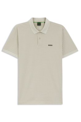Polo de piqu&eacute; de algod&oacute;n con estampado integral, Beige claro