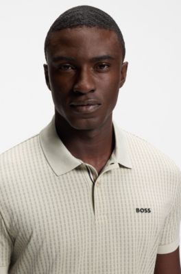 Polo en piqu&eacute; de coton avec imprim&eacute; partout, Beige clair