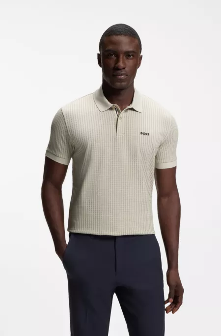 Cotton-piqué polo shirt with all-over print