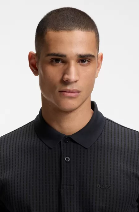 Cotton-piqué polo shirt with all-over print