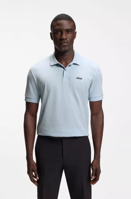 Cotton-piqué polo shirt with all-over print