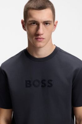 Cotton-jersey T-shirt with golf-inspired logo, Dark Blue