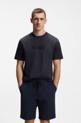 Cotton-jersey T-shirt with golf-inspired logo, Dark Blue