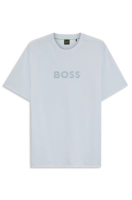 Cotton-jersey T-shirt with golf-inspired logo, Light Blue