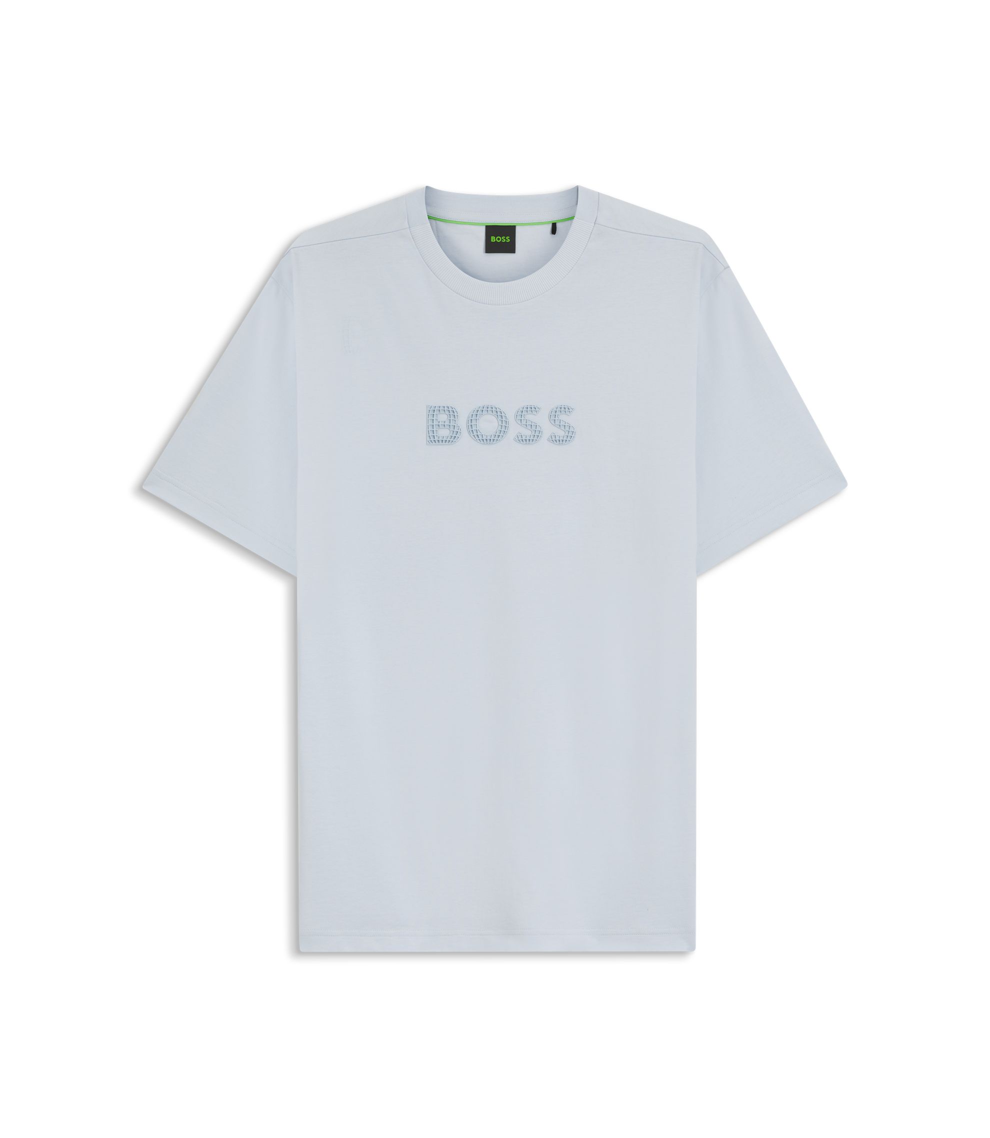 BOSS - Cotton-jersey T-shirt with golf-inspired logo - Light Blue