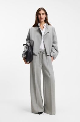 Oversized-fit trousers in stretch twill, Patterned