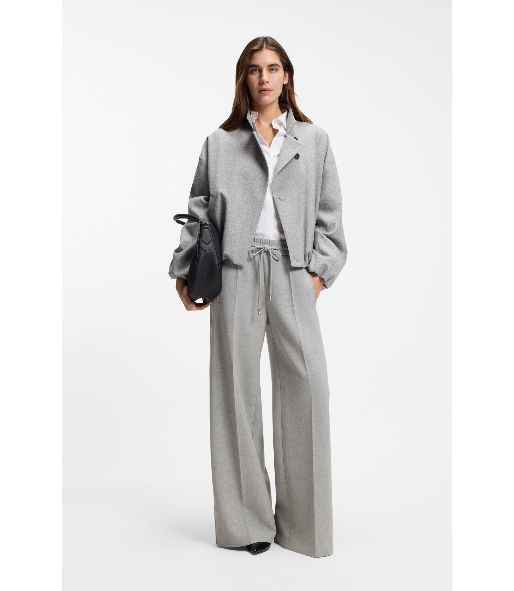 BOSS - Oversized-fit trousers in stretch twill - Patterned