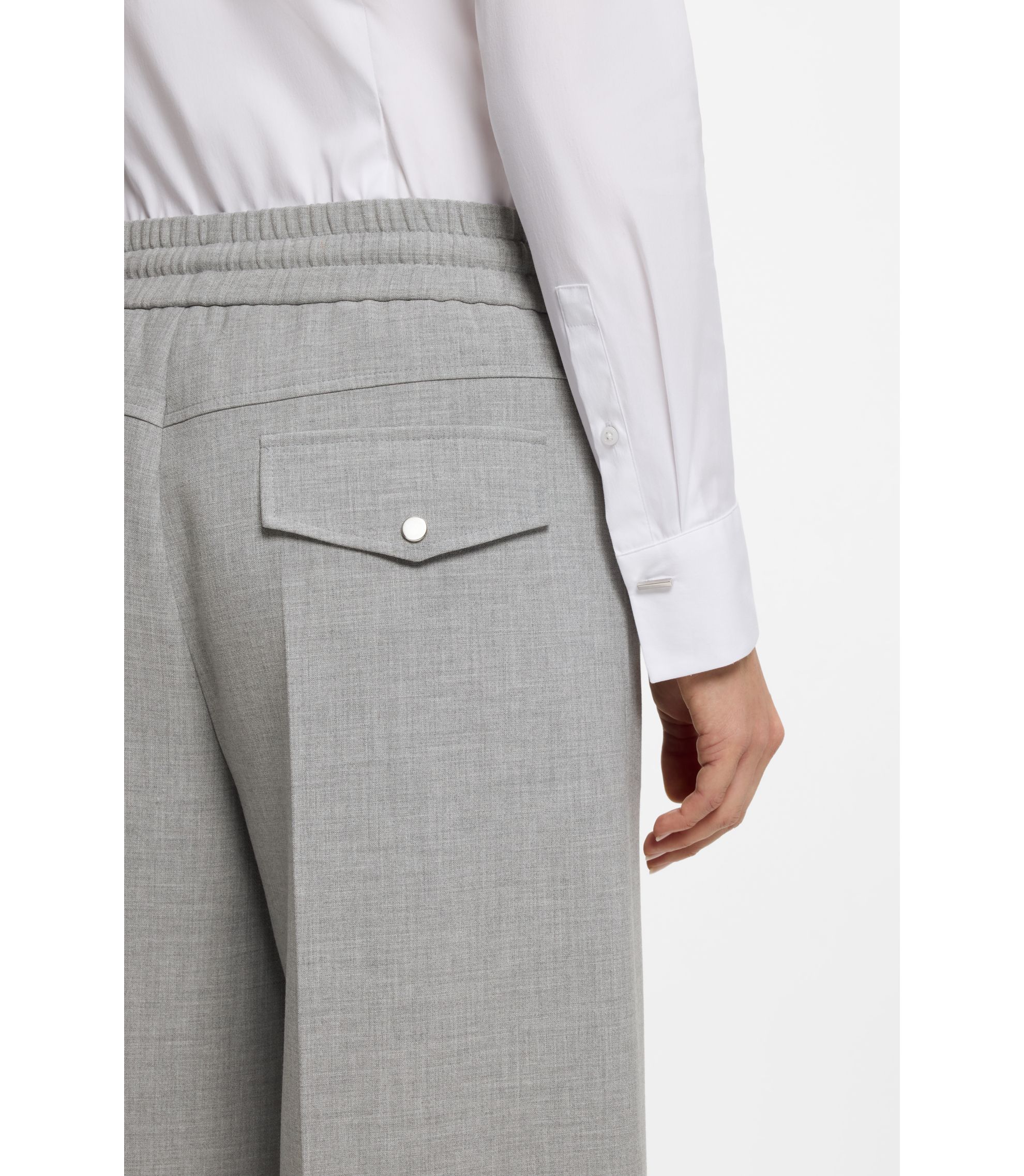 BOSS - Oversized-fit trousers in stretch twill - Patterned