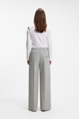 Oversized-fit trousers in stretch twill, Patterned