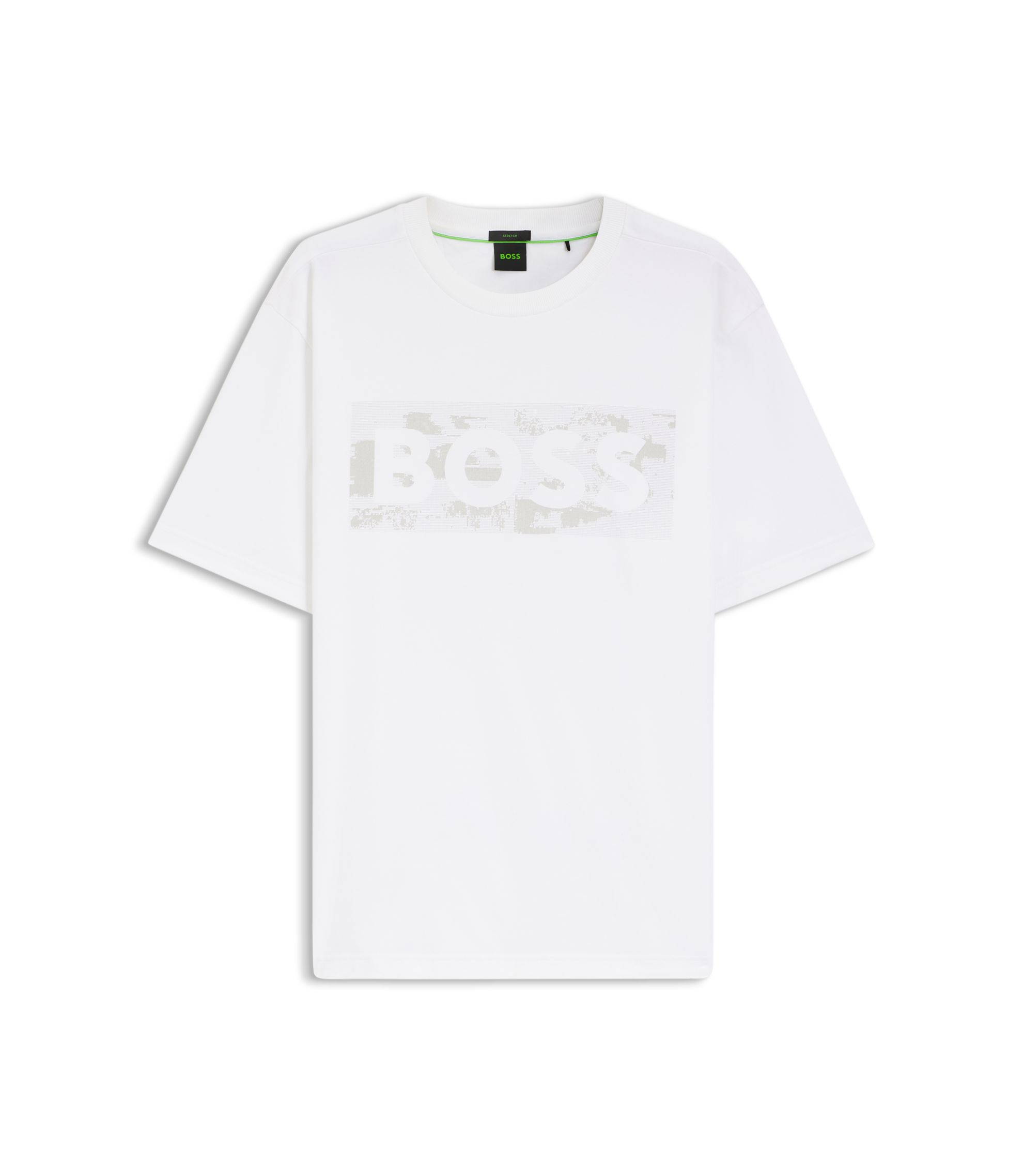 BOSS - Logo-artwork T-shirt in stretch cotton - White