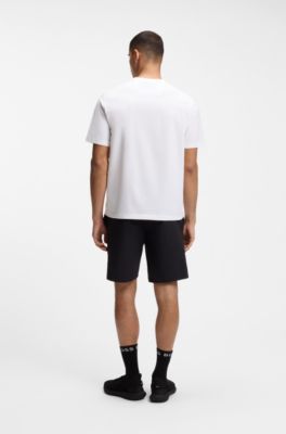 Camiseta de algod&oacute;n el&aacute;stico con logo de dise&ntilde;o, Blanco