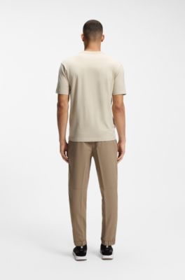 Camiseta de algod&oacute;n el&aacute;stico con logo de dise&ntilde;o, Beige claro