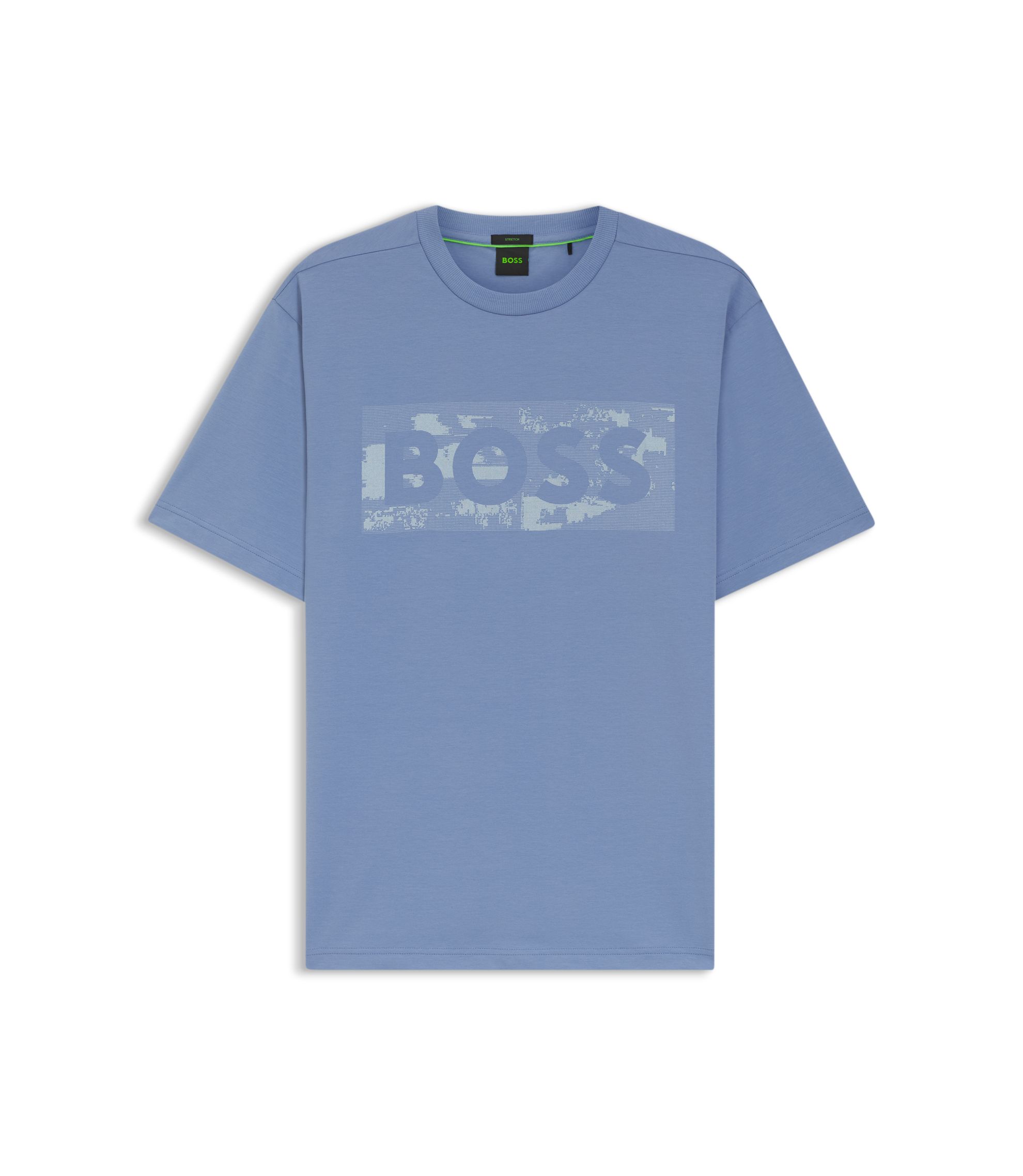 BOSS - Logo-artwork T-shirt in stretch cotton - Light Blue