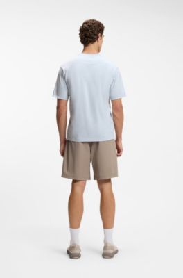 Camiseta de algod&oacute;n el&aacute;stico con logo de dise&ntilde;o, Celeste