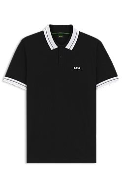 Stripe-trim polo shirt in stretch cotton
