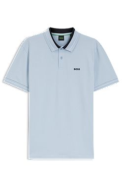 Stripe-trim polo shirt in stretch cotton