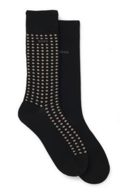 Lot de deux paires de chaussettes mi-mollet en coton merceris&eacute;, Noir