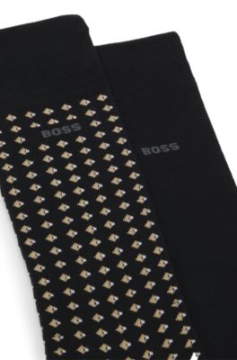 Lot de deux paires de chaussettes mi-mollet en coton merceris&eacute;, Noir