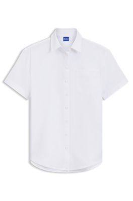 Blusa relaxed fit en algod&oacute;n Oxford, Blanco