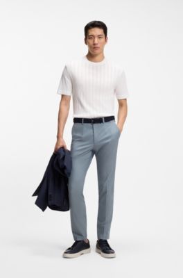 T-shirt en coton et soie avec panneau avant en maille torsad&eacute;e, Blanc