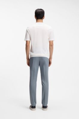 T-shirt en coton et soie avec panneau avant en maille torsad&eacute;e, Blanc