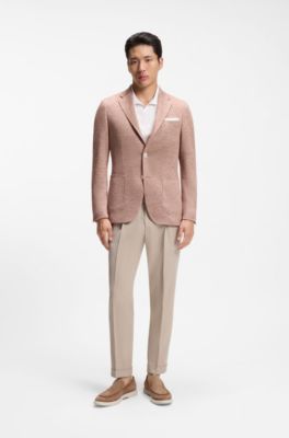 Polo de algod&oacute;n y lino con cuello abierto, Blanco