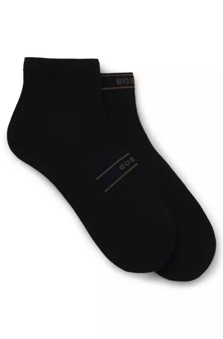 Two-pack of short-length socks with stripe and logo