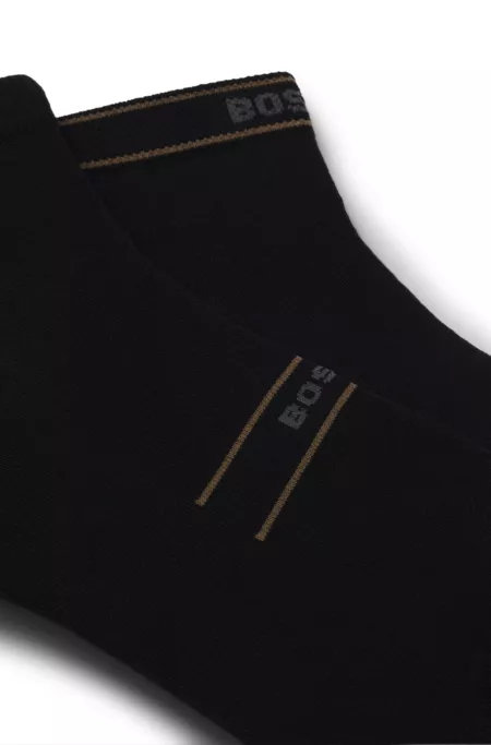 Two-pack of short-length socks with stripe and logo