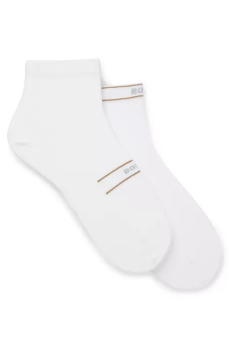 Two-pack of short-length socks with stripe and logo