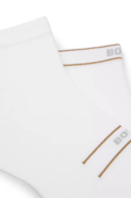 Two-pack of short-length socks with stripe and logo