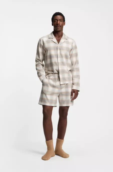 Vichy-check pyjama shorts in cotton flannel