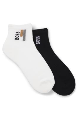 Two-pack of short-length socks with logo details, Patterned