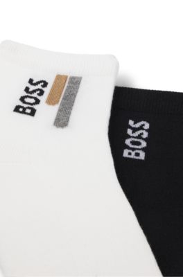 Two-pack of short-length socks with logo details, Patterned