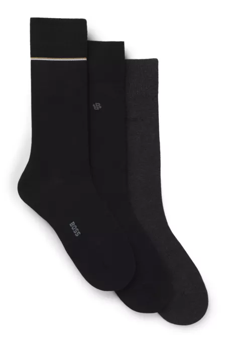 Three-pack of regular-length socks with logo details