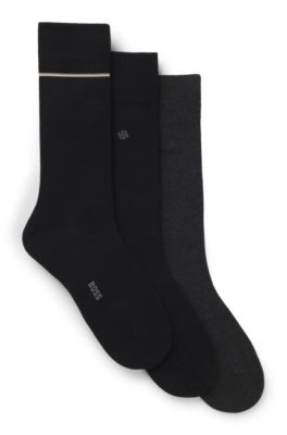 Paquete de tres pares de calcetines de largo medio con detalles de logo, Fantas&iacute;a