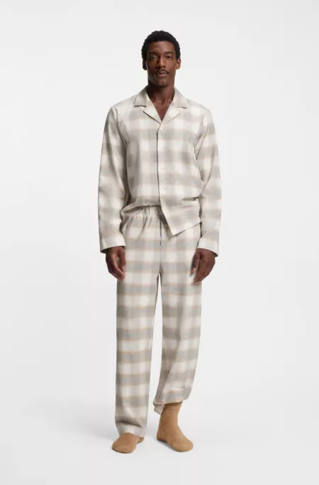 Vichy-check pyjama set in cotton flannel
