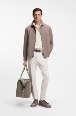 Sac de voyage en maille avec finitions en cuir su&eacute;d&eacute; BOSS x ASTON MARTIN, Gris chin&eacute;