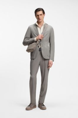 Bolso cruzado BOSS x ASTON MARTIN de punto con ribetes de ante, Gris claro