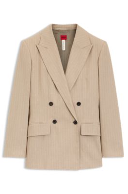 Striped regular-fit blazer in a cotton blend, Patterned