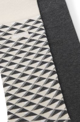 Two-pack of cotton-blend socks in a regular length, Light Beige