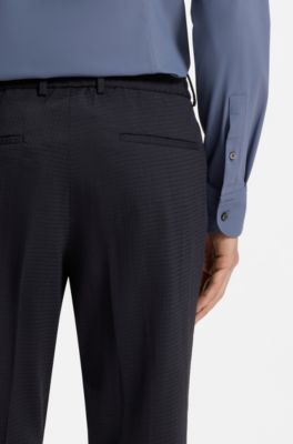 Patterned slim-fit trousers in a wool blend, Dark Blue