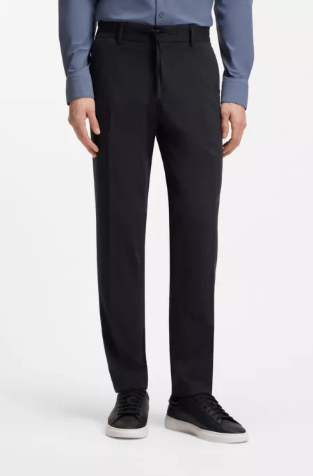 Patterned slim-fit trousers in a wool blend