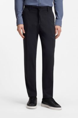 Pantalon Slim compactable en laine m&eacute;lang&eacute;e lavable, Bleu fonc&eacute;