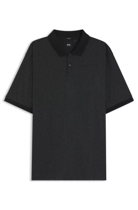 Mercerized-cotton polo shirt with printed monograms