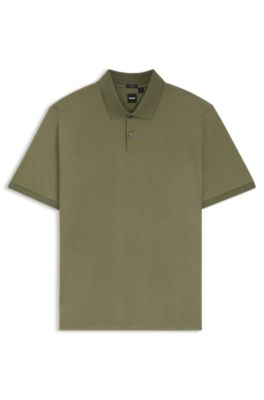 Polo en coton merceris&eacute; &agrave; monogrammes imprim&eacute;s, Vert