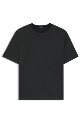Camiseta de algod&oacute;n mercerizado con monograma estampado, Negro