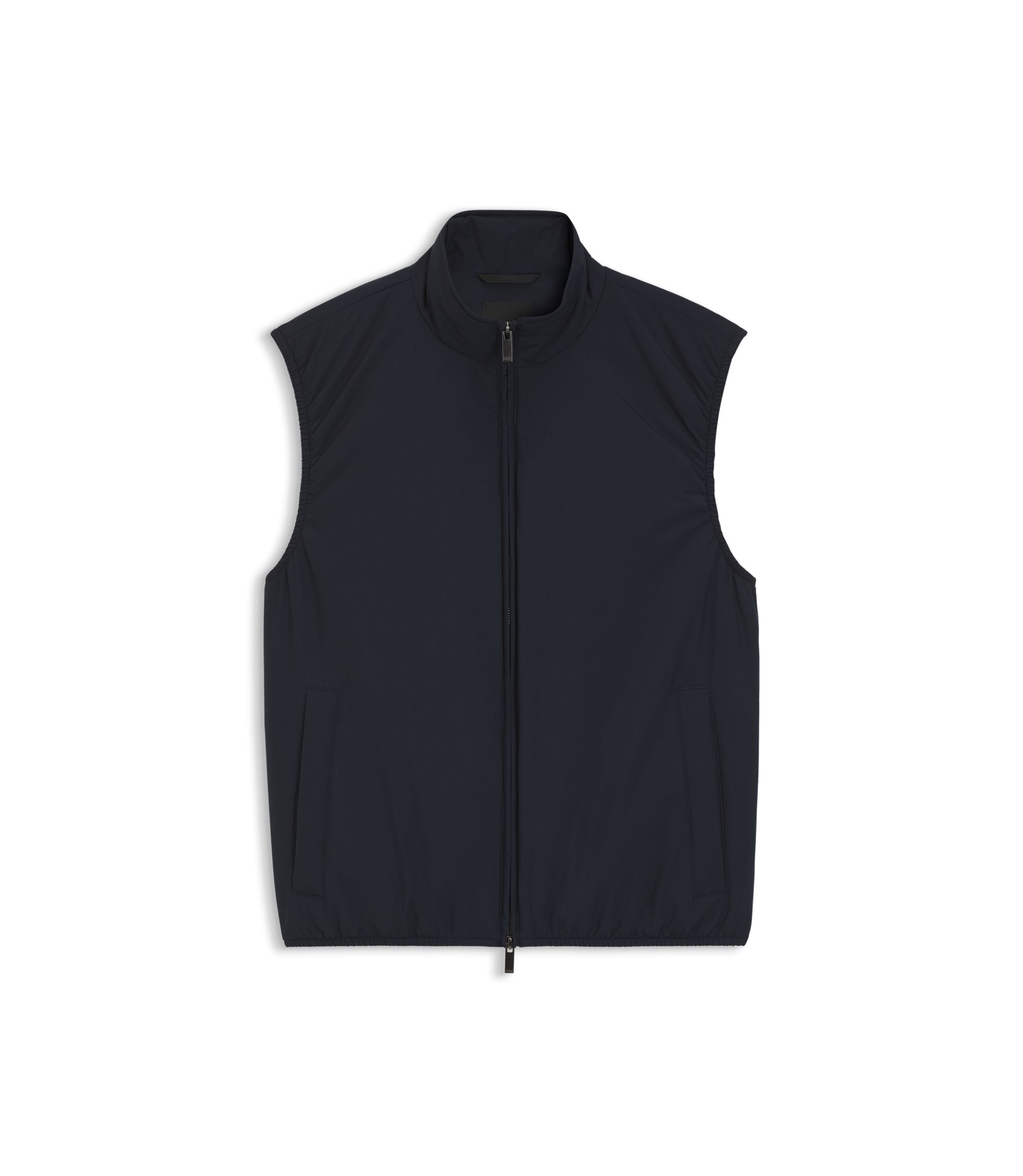 BOSS - Knit-trim gilet with water-repellent finish - Dark Blue