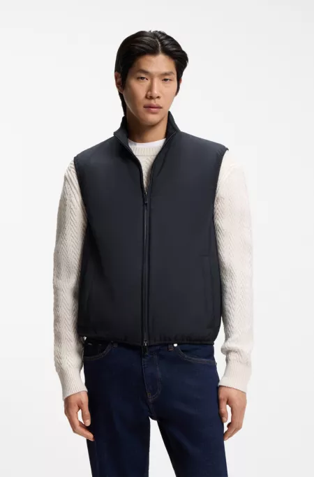 Knit-trim gilet with water-repellent finish